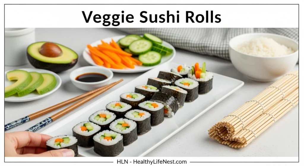 Plant-Based Recipes - Top 10 Easy and Delicious for Everyone 7 6. Veggie Sushi Rolls