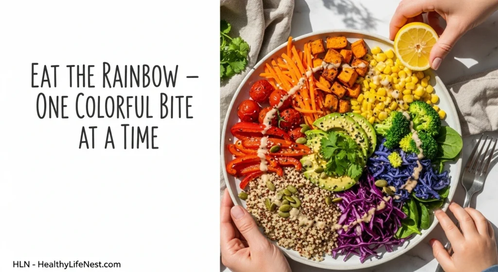 Simple Healthy Eating Tips for Daily Life & Wellness 3 Eat the Rainbow – One Colorful Bite at a Time