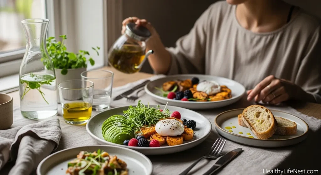 This style means choosing real, whole foods and presenting them in a fresh, relaxed way. Think soft lighting, simple table settings, and food that feels nourishing. It’s about slowing down and appreciating what’s on your plate—without clutter or complication.
