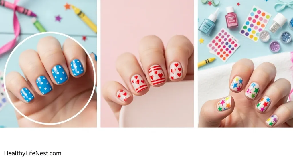 4th of July Nail Art for Kids

Simple is best for little hands. Try:

Blue base with white dots

Red hearts or stripes

Temporary nail wraps in star shapes

Let them choose their favorite color combo to get involved in the fun.