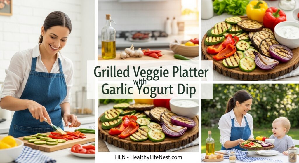 Healthy Summer Dinner Recipes for Fresh and Easy Meals 3 Grilled Veggie Platter with Garlic Yogurt Dip
