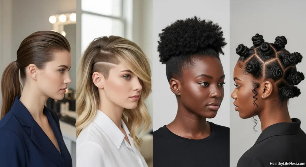 Innovative Styles to Try

Slicked-back ponytail with a sculpted look

Undercut details with long top layers

High puff or mini buns for textured hair

Face-framing highlights or soft balayage