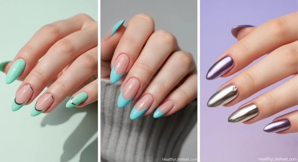 3. French Tips with a Twist

Colored French tips—like mint green, sky blue, or even metallic lavender—breathe new life into a classic style.