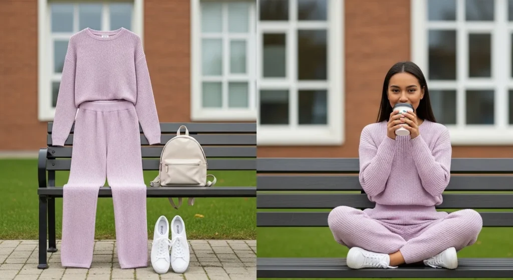 Coordinated two-piece sets in pastel or neutral tones make getting dressed effortless. They’re comfortable, stylish, and perfect for Pinterest-worthy school photos.