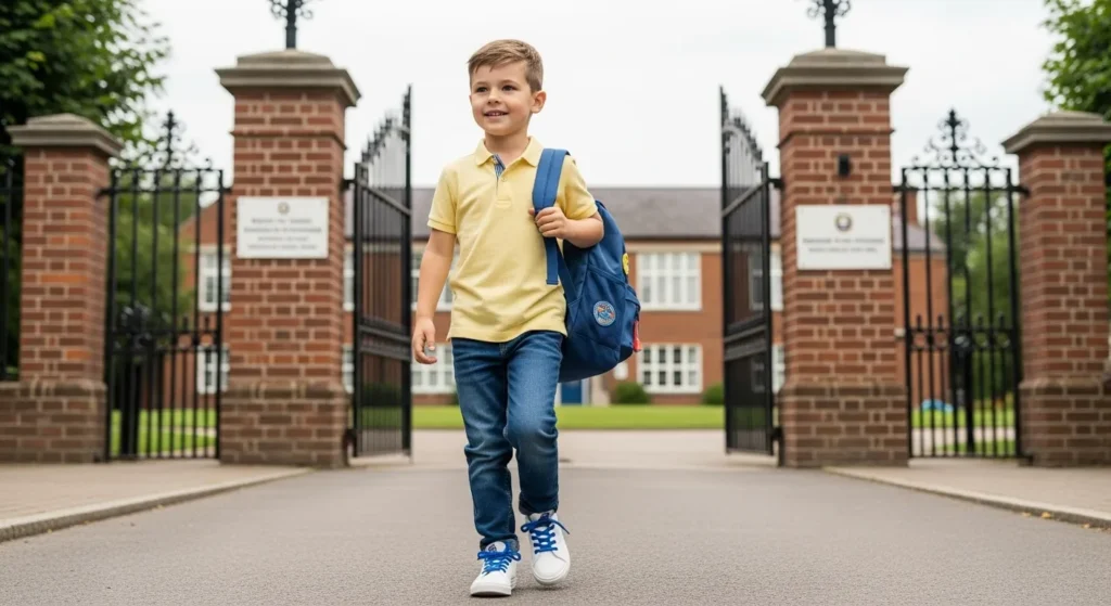Polo shirts never go out of style. Paired with slim-fit jeans, they create a clean and effortless look perfect for the first week of school. Choose solid colors or minimal stripes for a timeless vibe.
Complete the outfit with white sneakers and a watch for a neat, semi-casual appearance that works for both class and after-school activities.