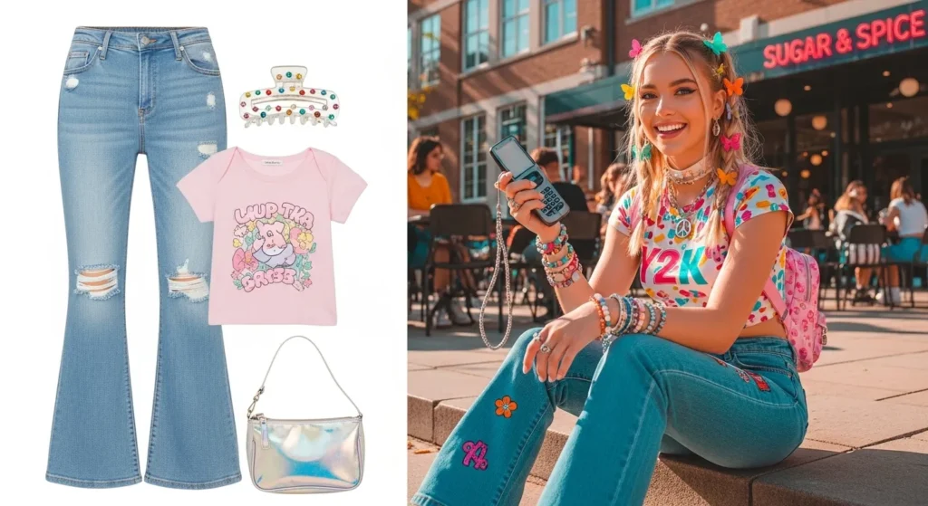 Early 2000s-inspired fashion is back with low-rise flare jeans and fitted baby tees. Accessorize with colorful hair clips or chunky bracelets for a playful touch.